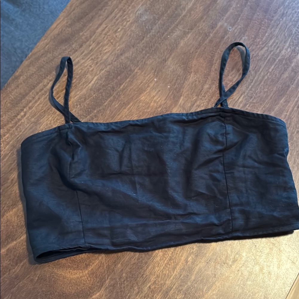 Black linen/cotton blend Gap bra top